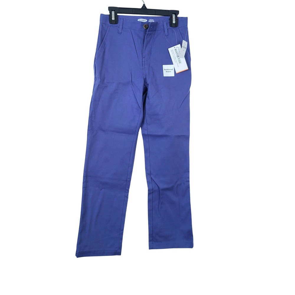 Old Navy Boys Purple Built-in‎ Flex Slim Preppy Straight Leg Chino Pants 10 NEW
